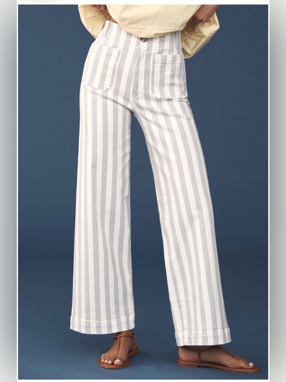 Maeve Colette Striped High Rise Wide Leg (full length) in 31